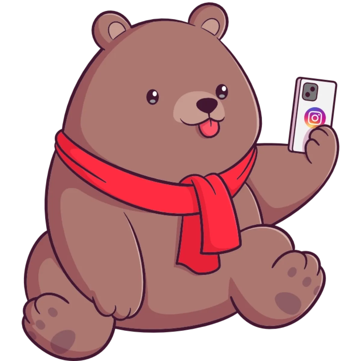 Link to Instagram in the form of an illustrated polar bear taking a selfie. Painted by Alice Alexandra Moore.