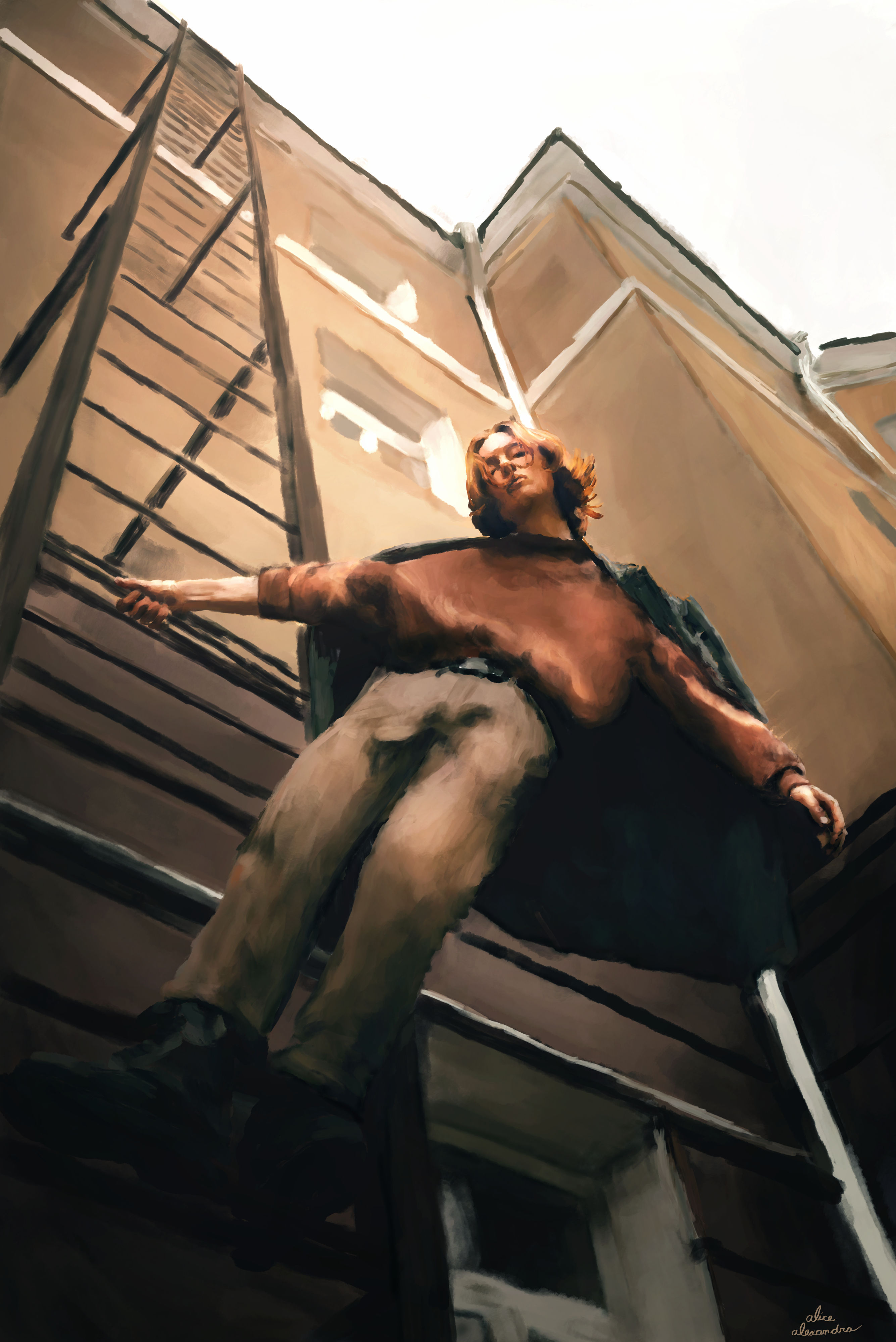 a couple rungs up the ladder